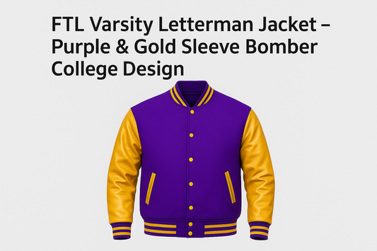 FTL Varsity Letterman Jacket – Purple & Gold Sleeve Bomber College Design