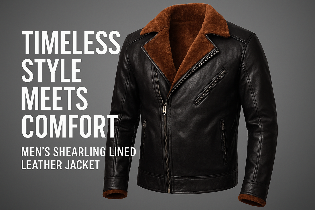 Premium Men’s Shearling Leather Jacket – Rugged, Warm & Timeless