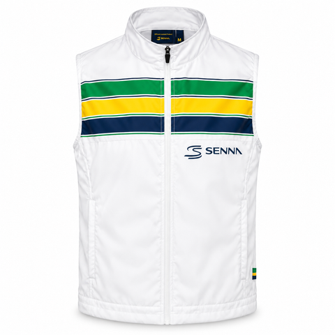 Ayrton Senna F1 Stripe Windbreaker White Vest