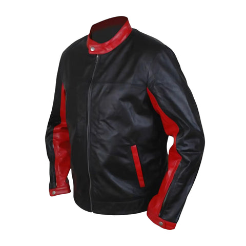 Black and red jacket on a white background