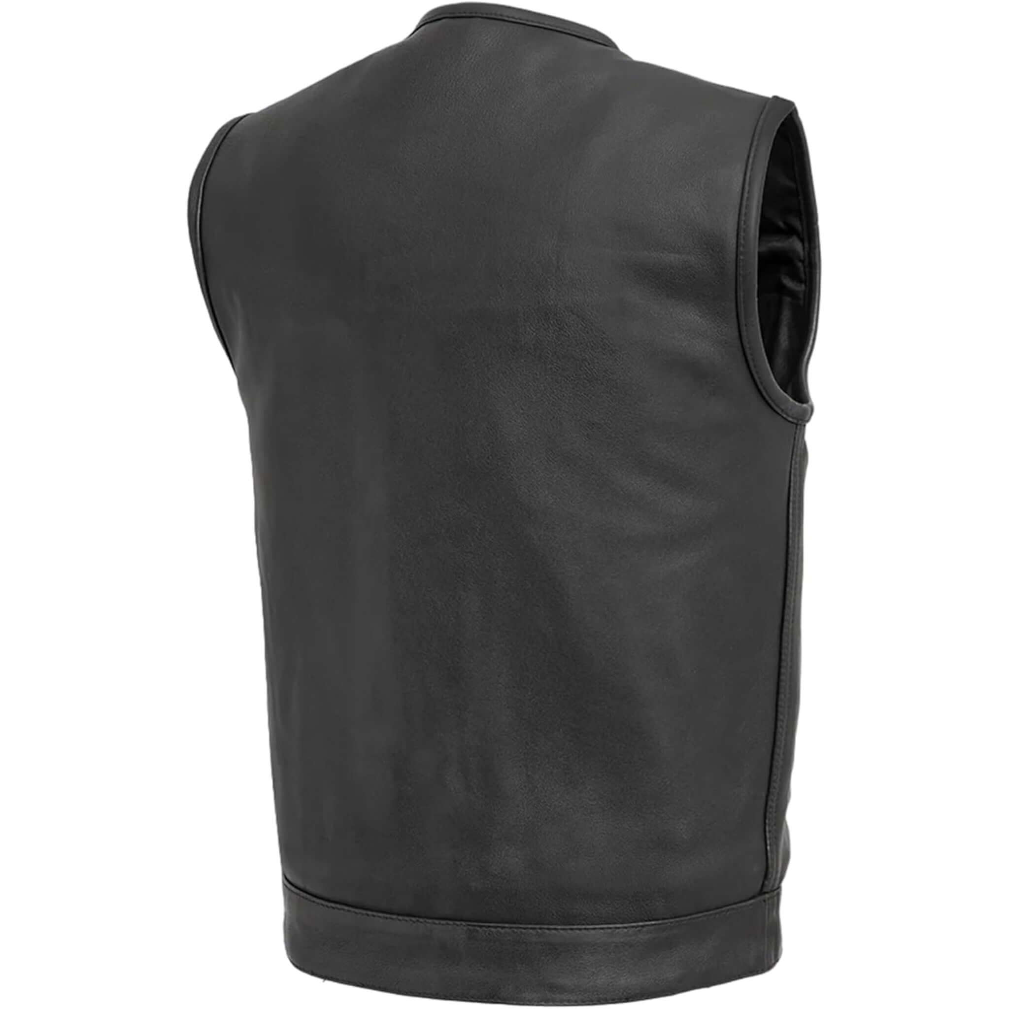 Blaster Men Leather Biker Vest Club Style Concealed Carry