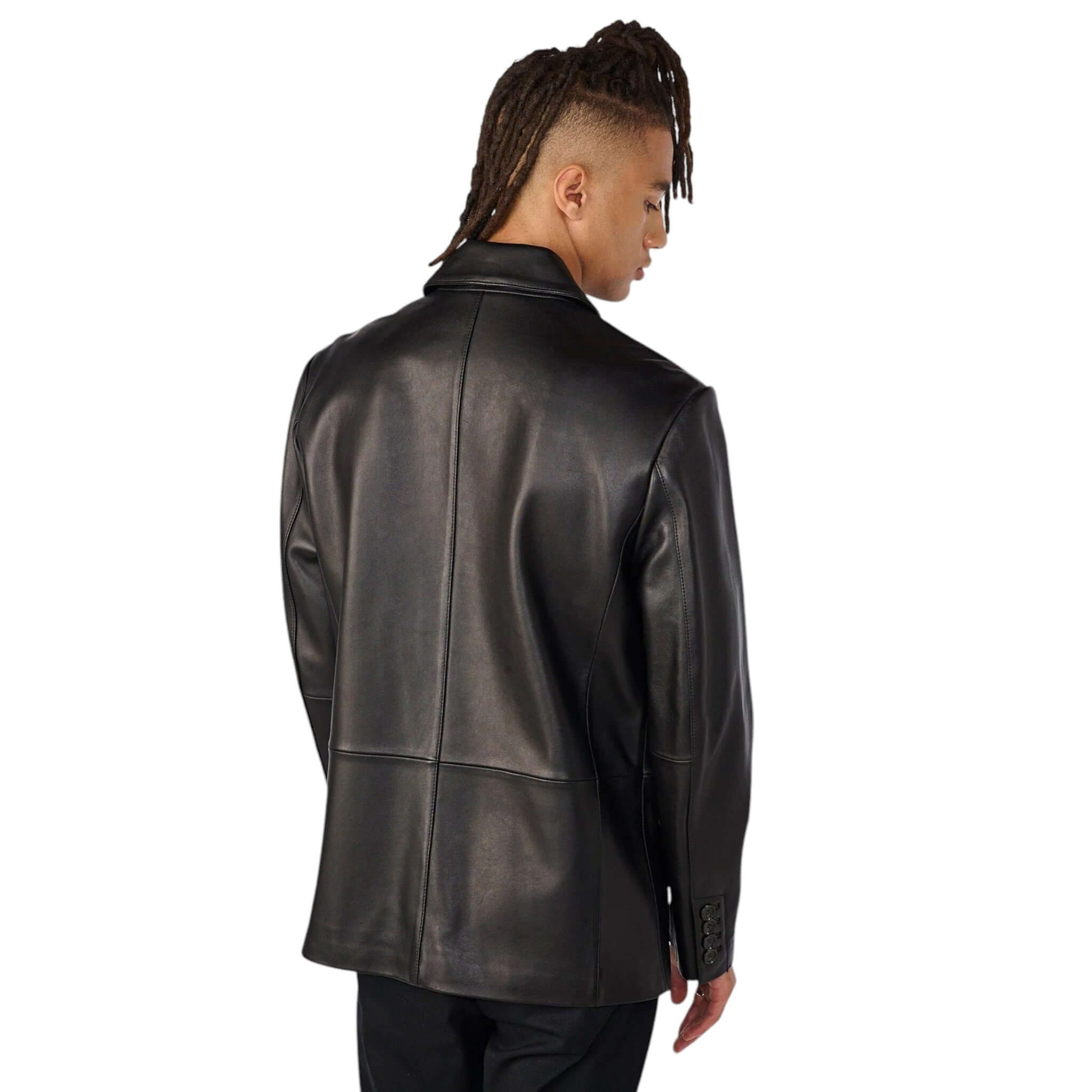 Classic Men Leather Blazer Stylish Two-Button Design