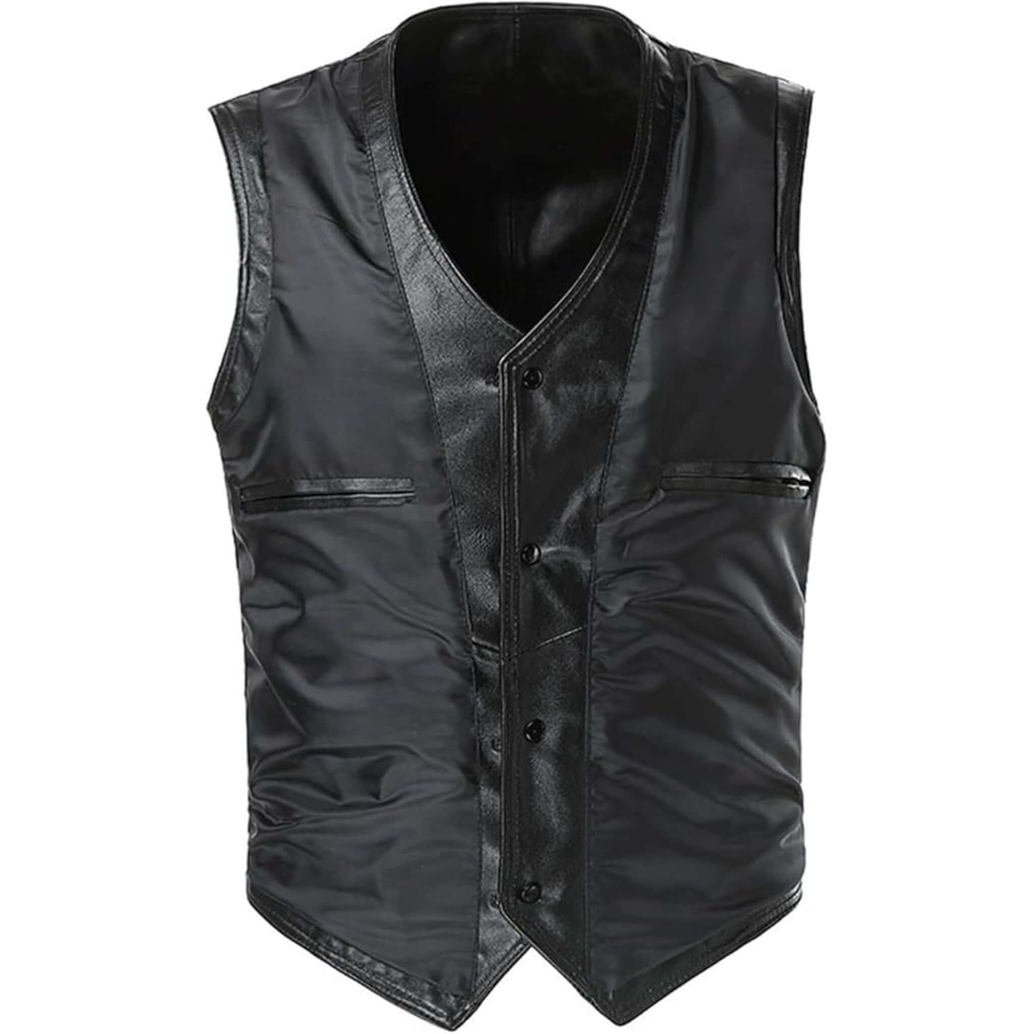 Men Auden Black Leather Vest Premium Quality & Style