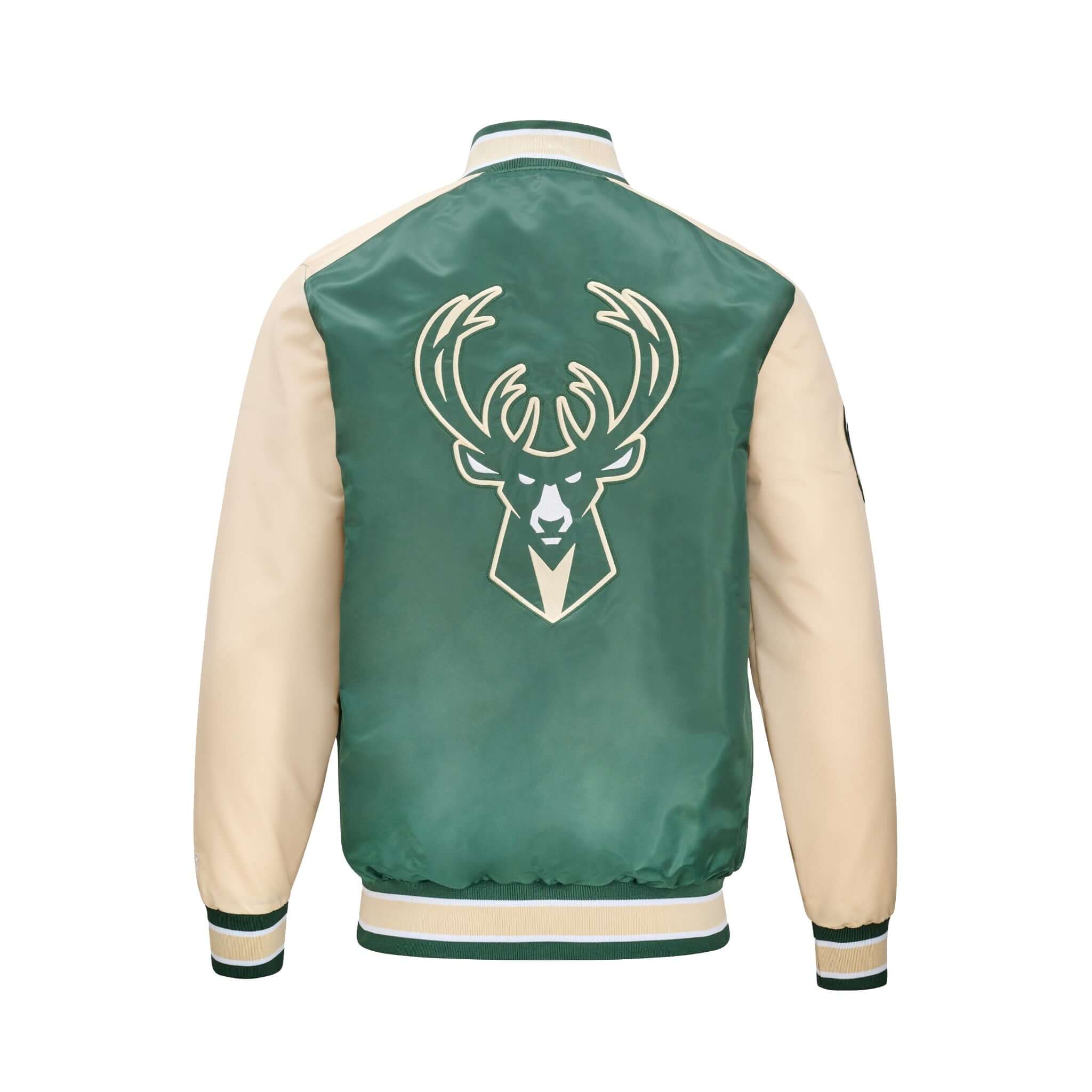 Milwaukee Bucks Satin Varsity Snap Button Jacket