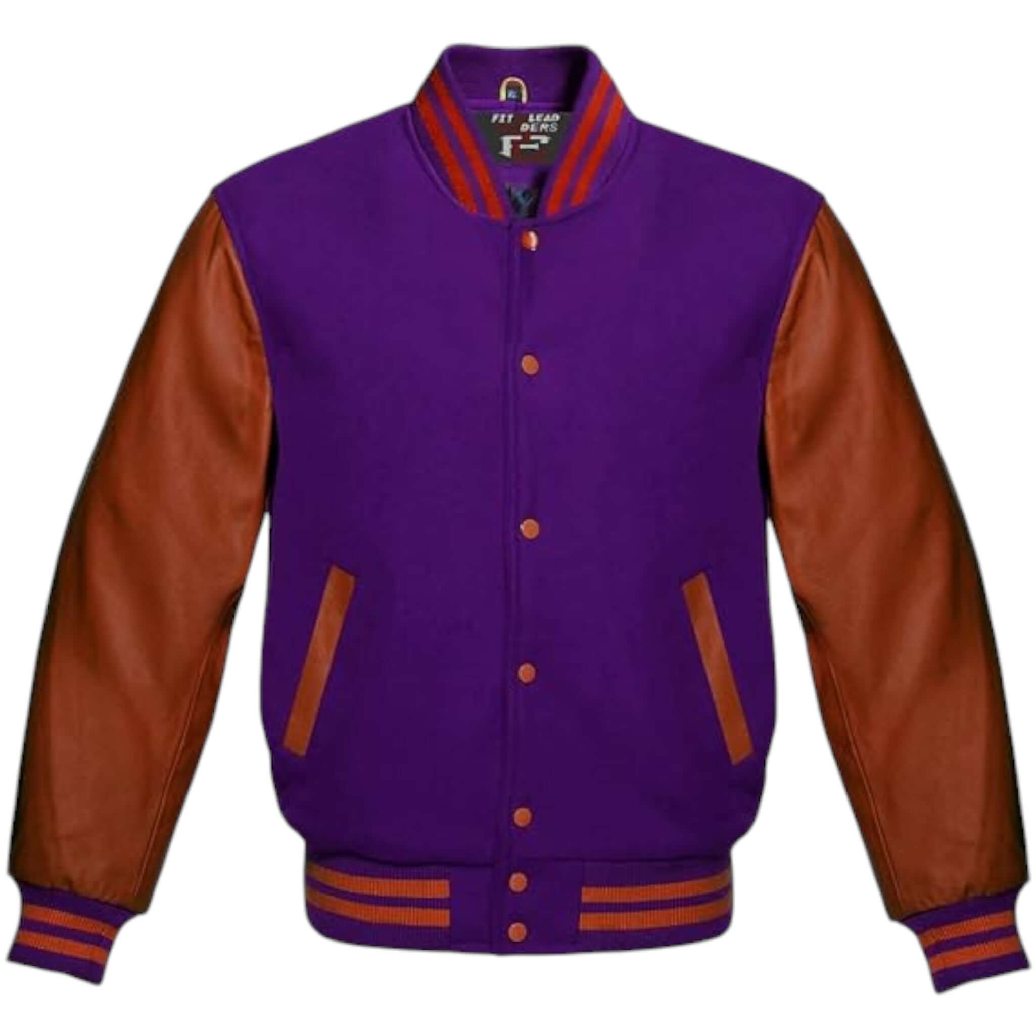 Multicolor Letterman Varsity Jacket Wool Body Brown Leather