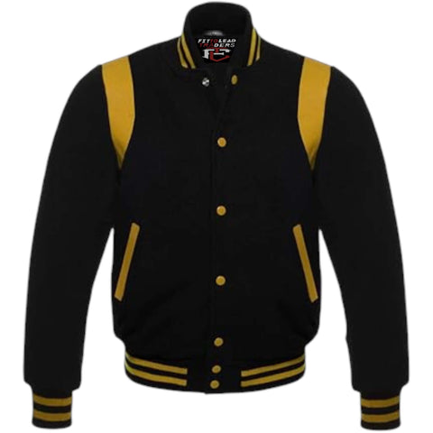 Retro Baseball Jacket Wool Body & Leather Shoulder Inserts