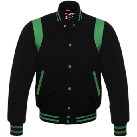 Retro Baseball Jacket Wool Body & Leather Shoulder Inserts