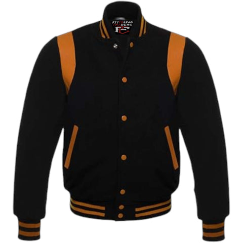 Retro Baseball Jacket Wool Body & Leather Shoulder Inserts