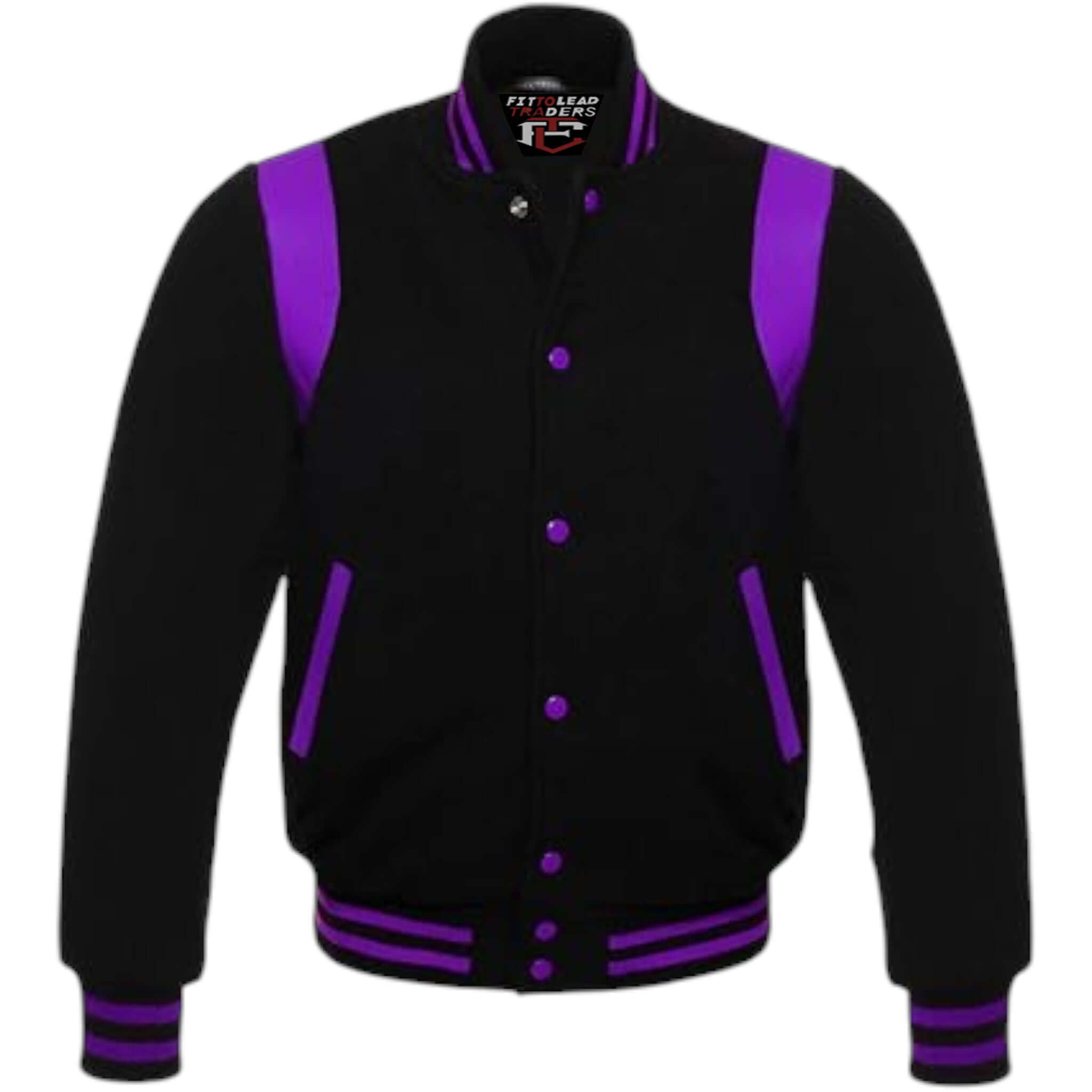 Retro Baseball Jacket Wool Body & Leather Shoulder Inserts