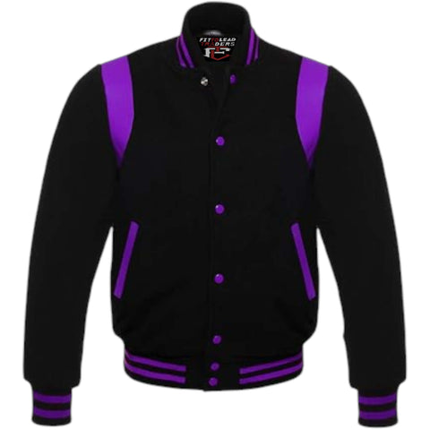 Retro Baseball Jacket Wool Body & Leather Shoulder Inserts