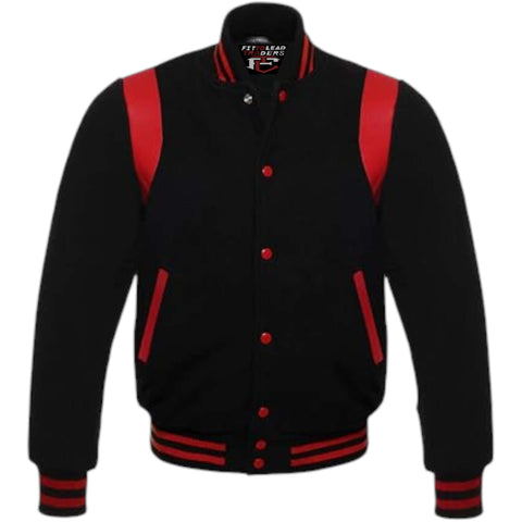 Retro Baseball Jacket Wool Body & Leather Shoulder Inserts