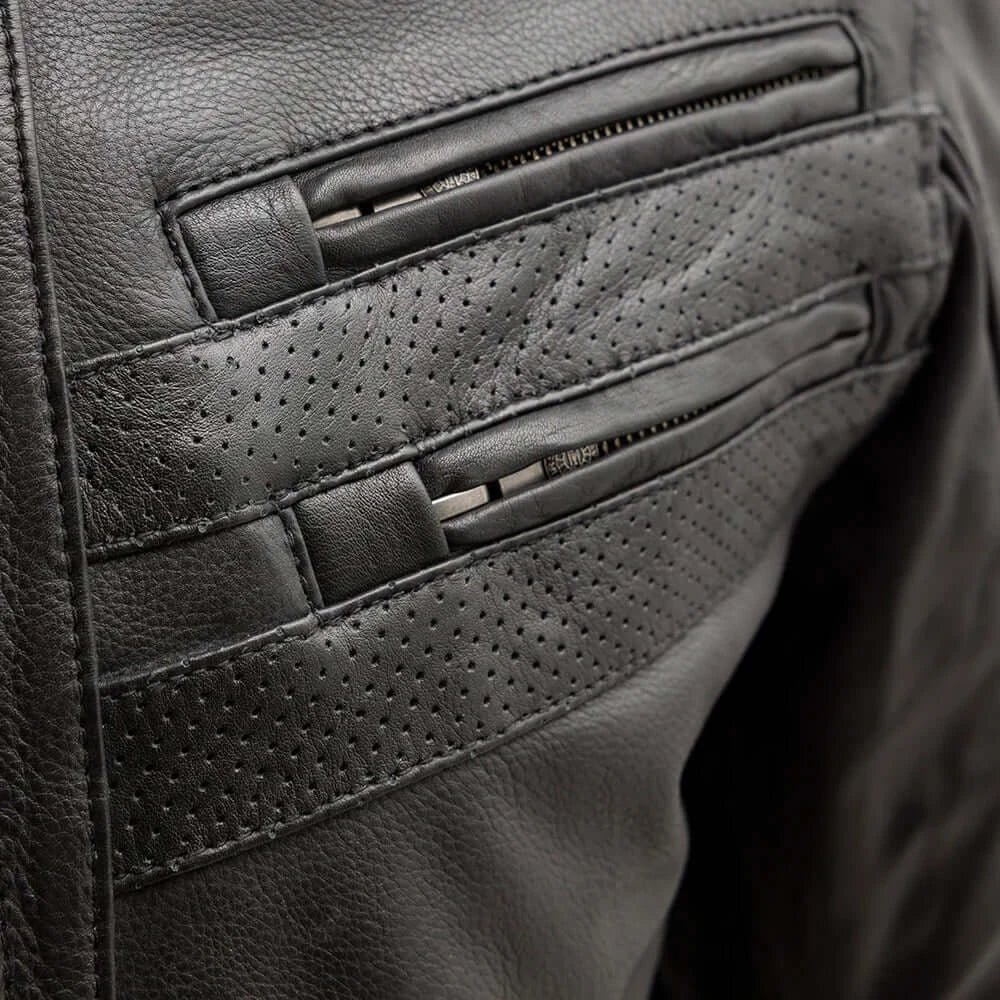 Shadow Storm Black Leather Motorcycle Bold Style Jacket 