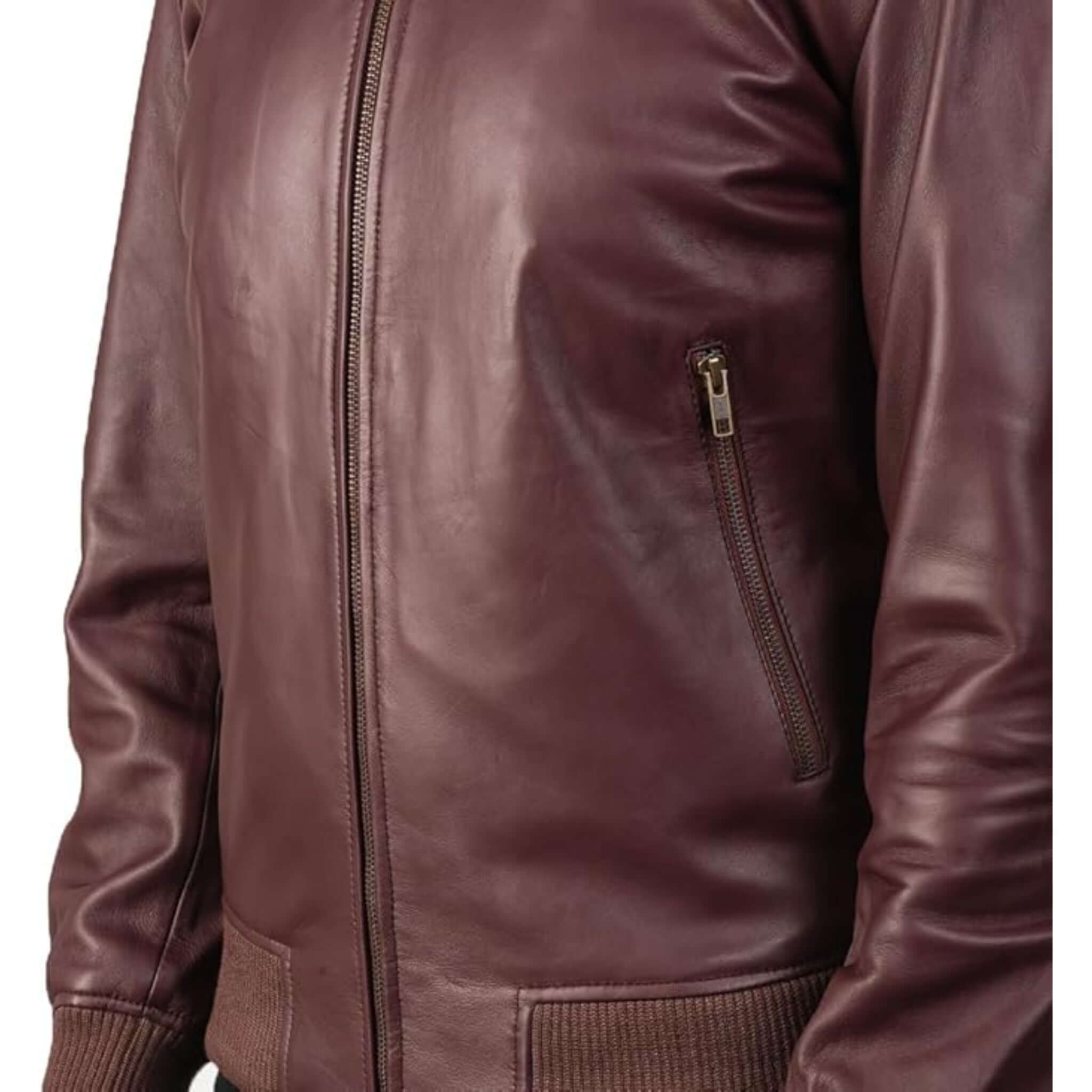 Shane Maroon Leather Bomber Jacket for Men Premium Outerwear