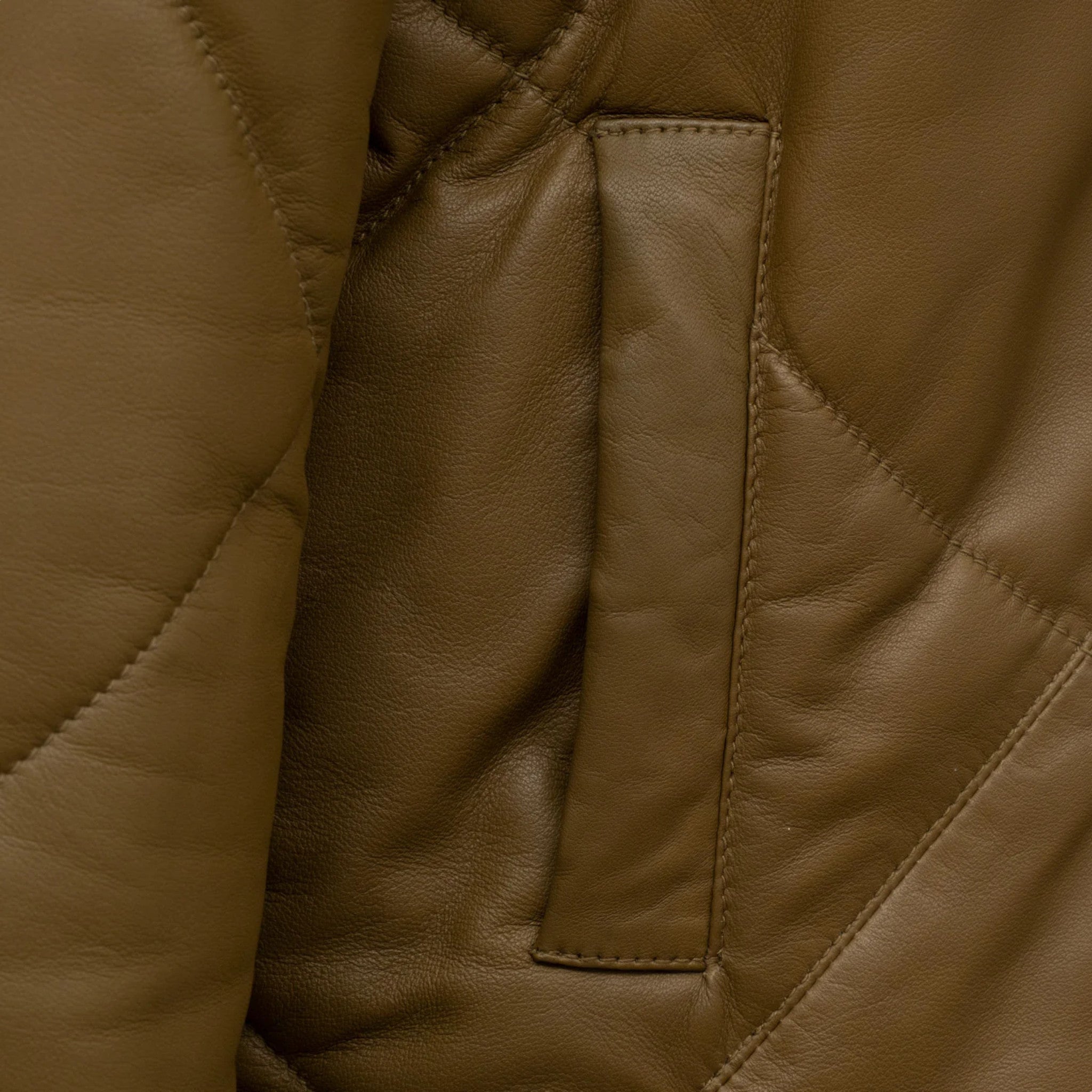 Khaki Quilted Leather Jacket for Women Modern Outerwear