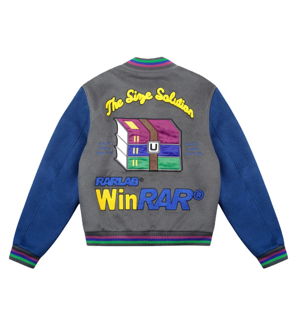 WinRAR x Tern Grey Wool & Royal Blue Sleeve Varsity Jacket