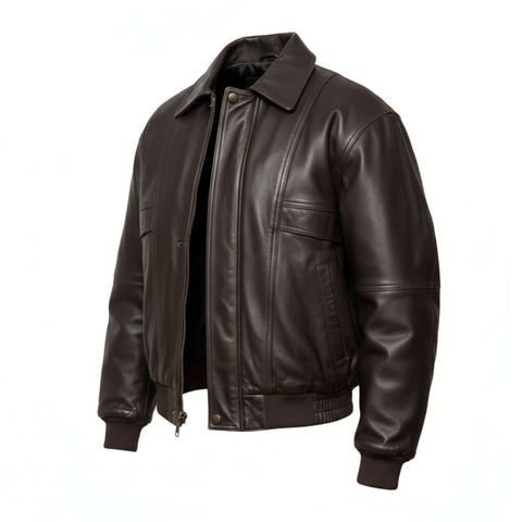 High-Quality 90s Brown Leather Bomber - Women's