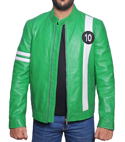 Ben 10 Alien Force Green Leather Cosplay Bomber Jacket