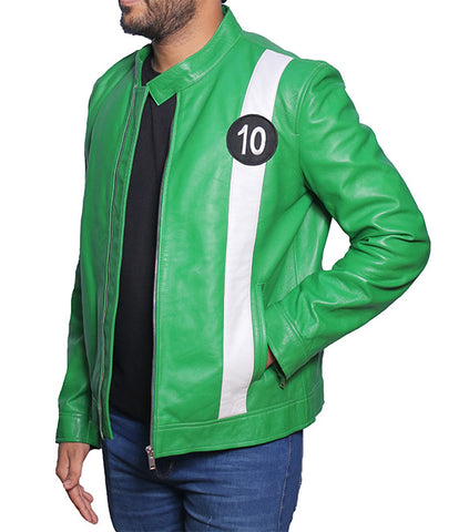 Ben 10 Alien Force Green Leather Cosplay Bomber Jacket