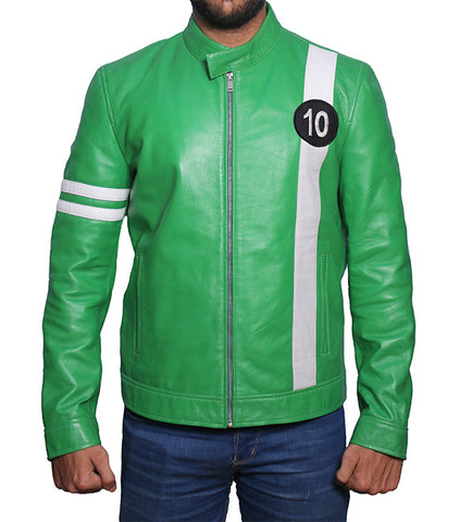 Ben 10 Alien Force Green Leather Cosplay Bomber Jacket